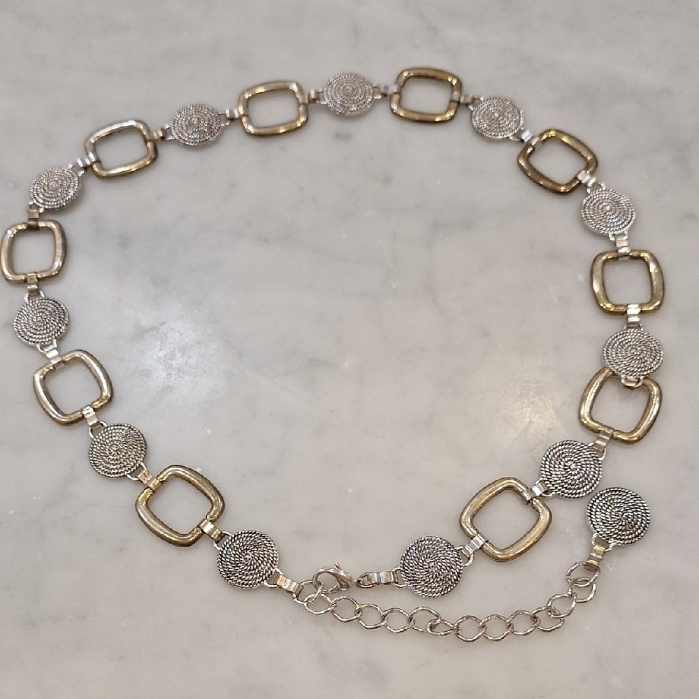 Vintage 90s Body Chain Belt Faux Silver Metal Adjustable‎ Retro Wrap Around
